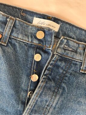 Botto Simone Blue High-Rise Wide-Leg Jeans with Button Fly